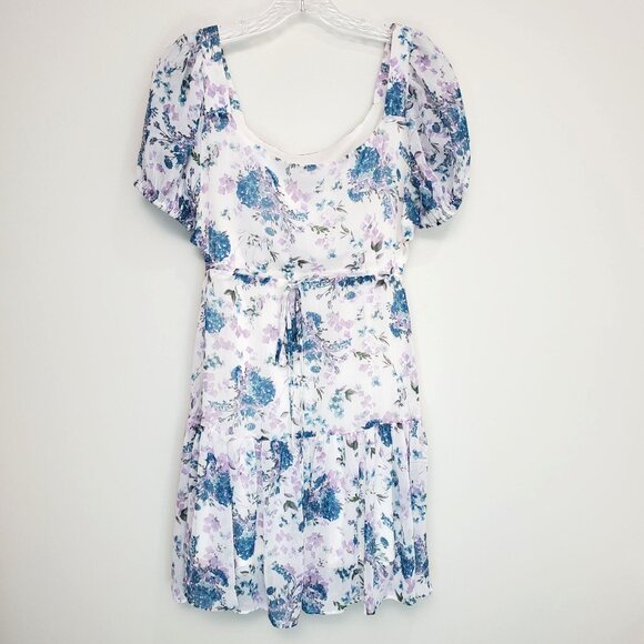 Taylor Womens Dress Size 2 Summer Sundress Floral Cut Out Cottage Ruffle White - Picture 5 of 12